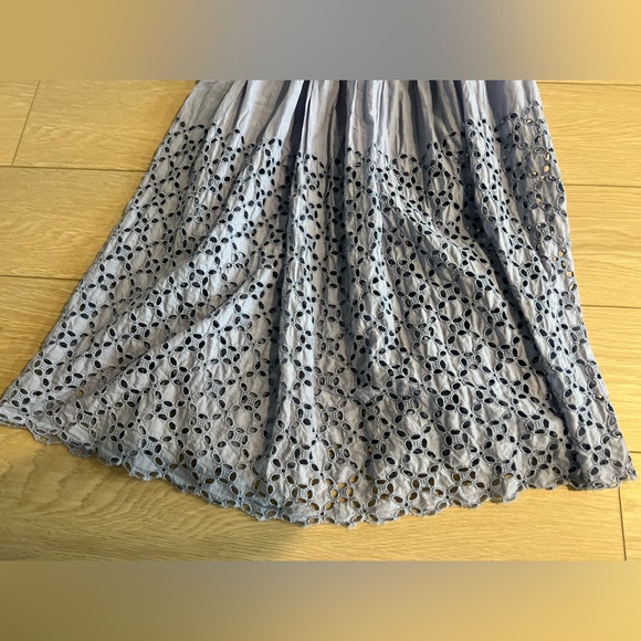 Free people smocked blue maxi eyelet dress blue size small - Picture 5 of 12